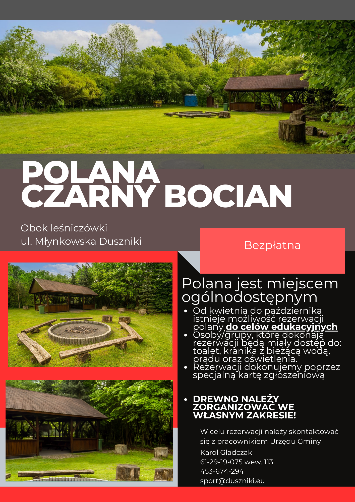 Grafika informacyjna obiektu Polana Czarny Bocian w Dusznikach